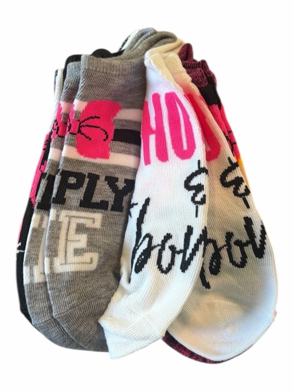 JoJo Siwa Girls No-Show Sock 6-Pack - Pink, Black, White